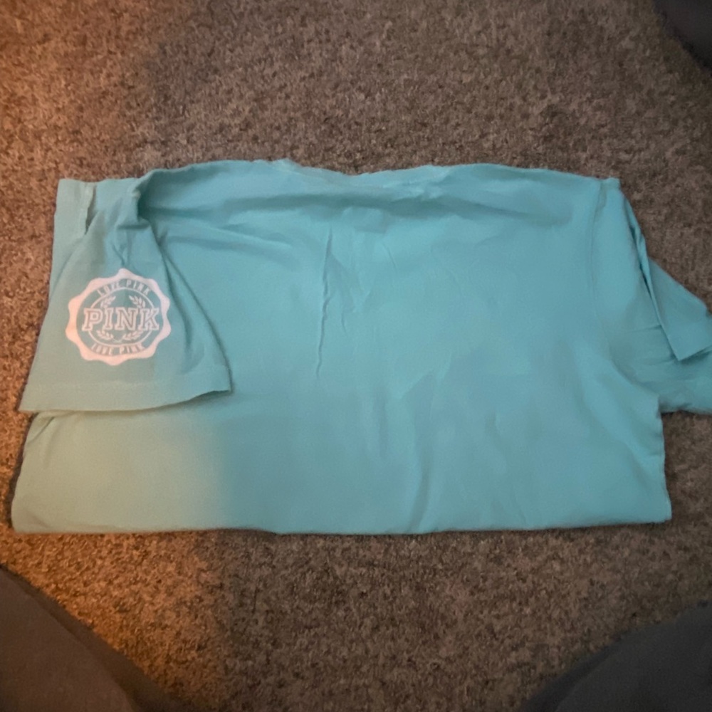 Pink Victoria's Secret Women's Logo T Shirt Teal Size Small